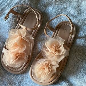 Zara Blush Floral Embellished Sandals size 1 little kids